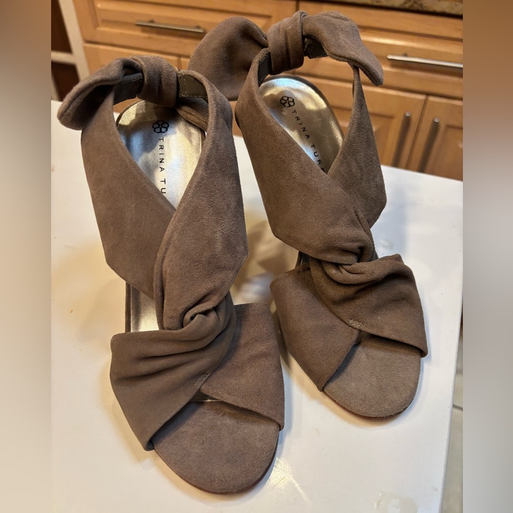 Trina Turk Suede Open Toe High Heels